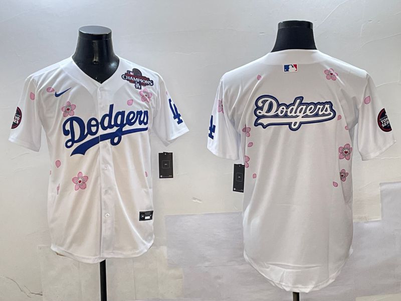 Men Los Angeles Dodgers Blank White Sakura Edition 2025 Nike MLB Jersey style 14